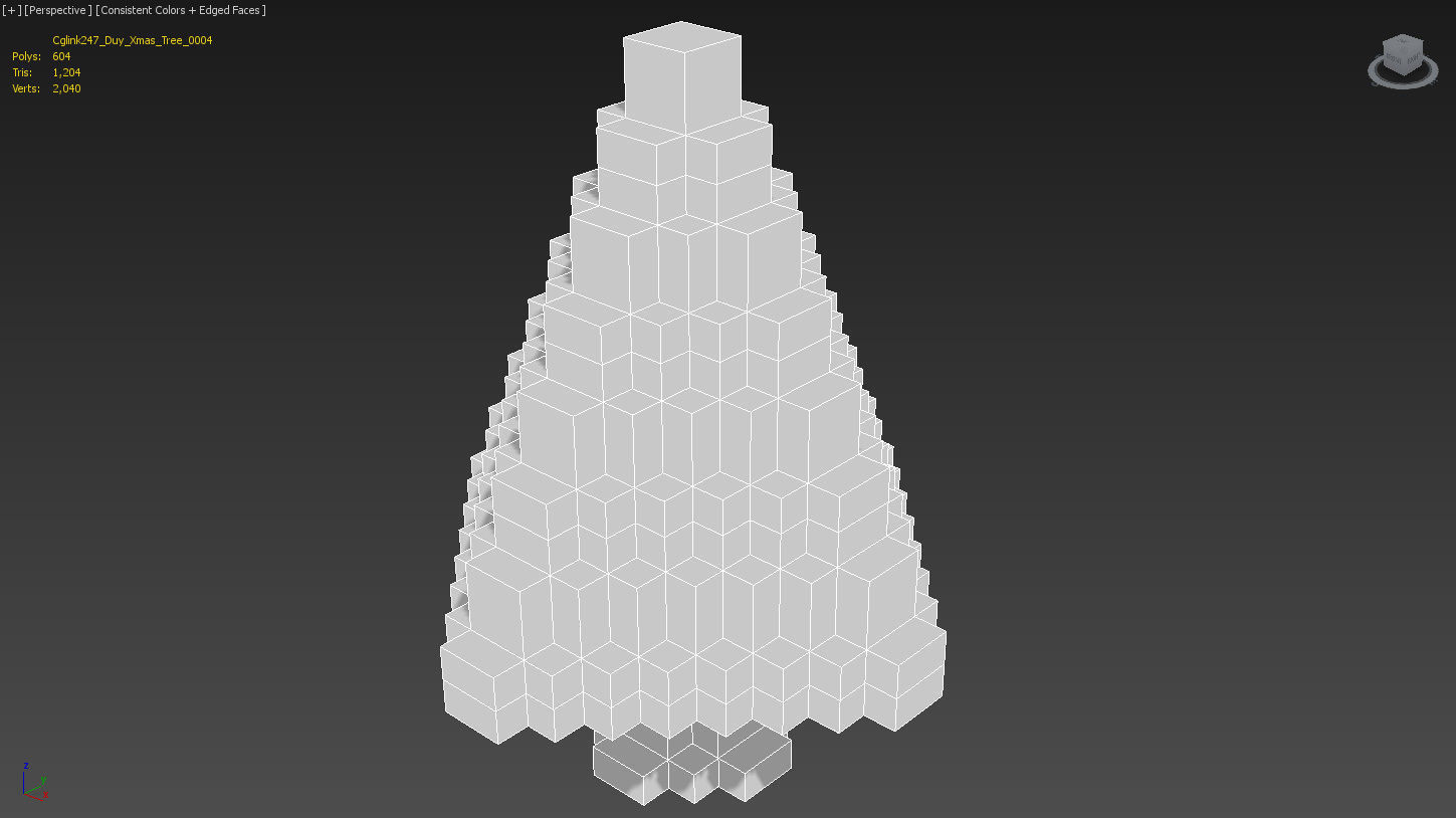 Xmas Tree Voxel - 4 Low-poly 3D model_4