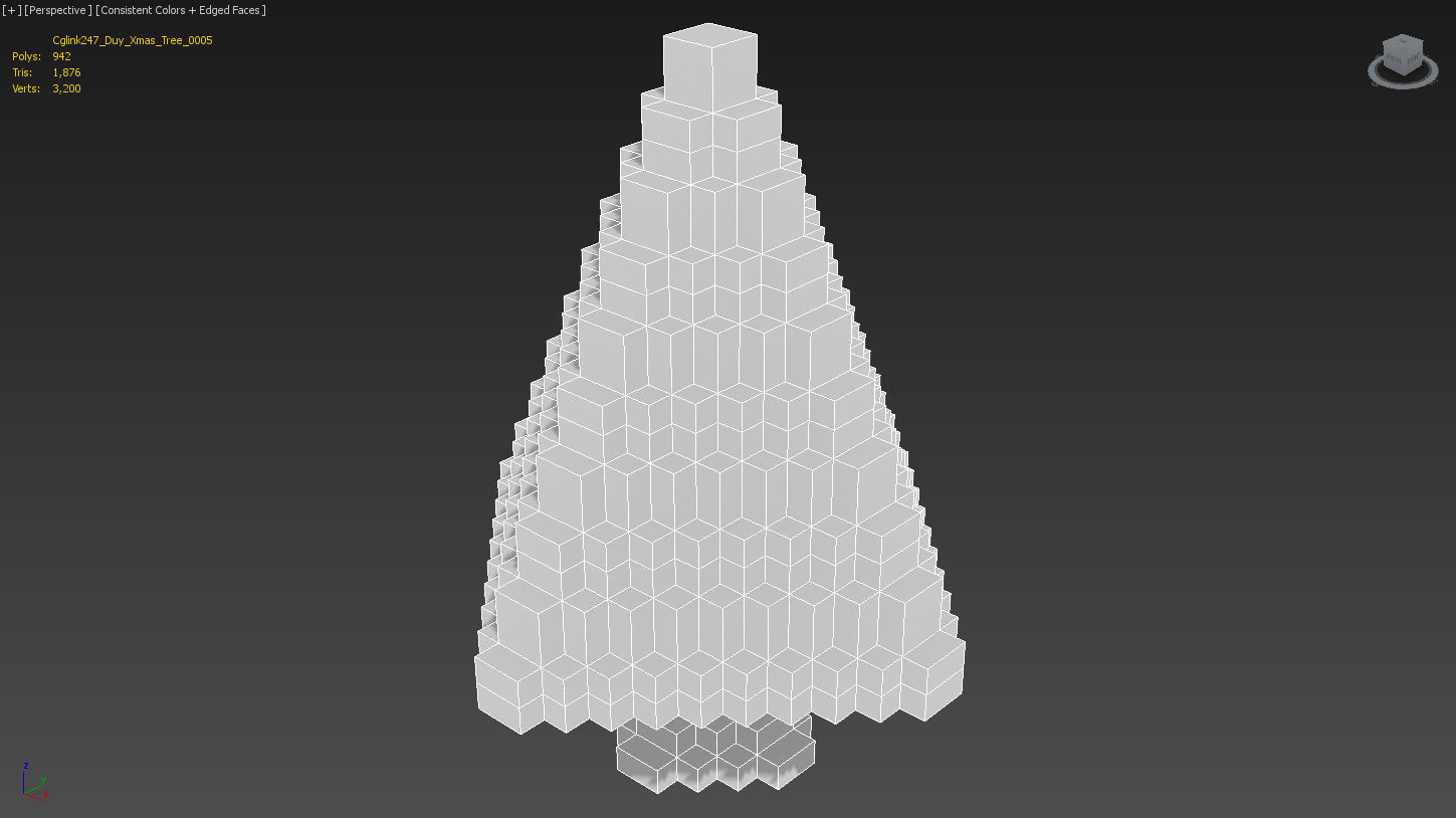 Xmas Tree Voxel - 5 Low-poly 3D model_4