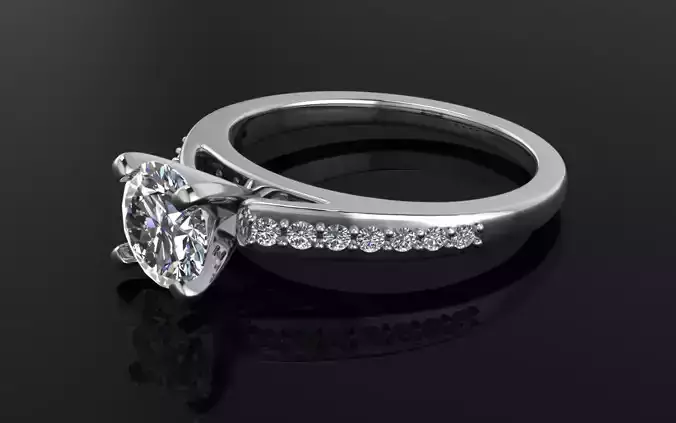 Silver Ring with diamonds 3D print model