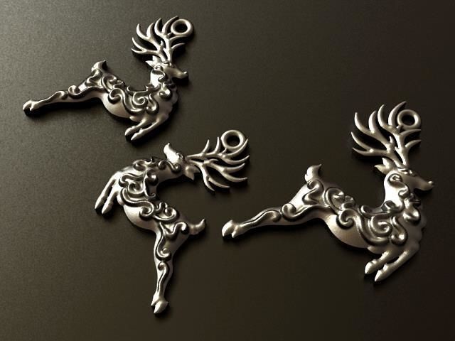 Reindeer  Pendant and Earrings set 3D print model_7