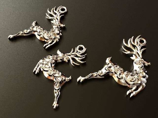Reindeer  Pendant and Earrings set 3D print model_9