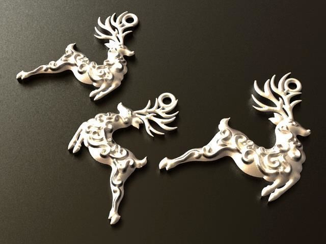 Reindeer  Pendant and Earrings set 3D print model_8