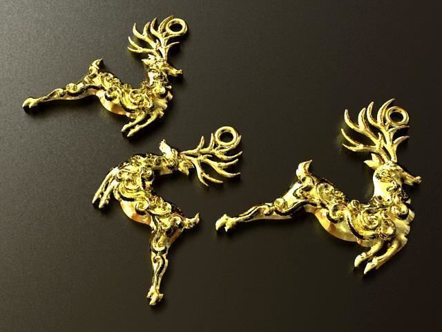 Reindeer  Pendant and Earrings set 3D print model_1