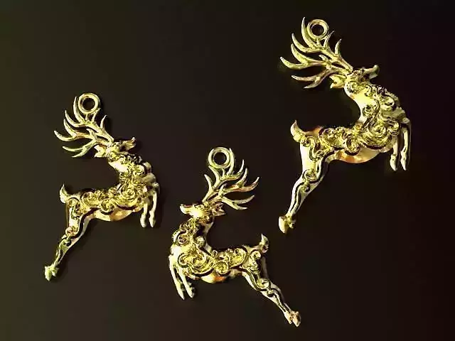 Reindeer  Pendant and Earrings set 3D print model