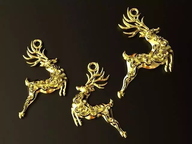 Reindeer  Pendant and Earrings set 3D print model_0