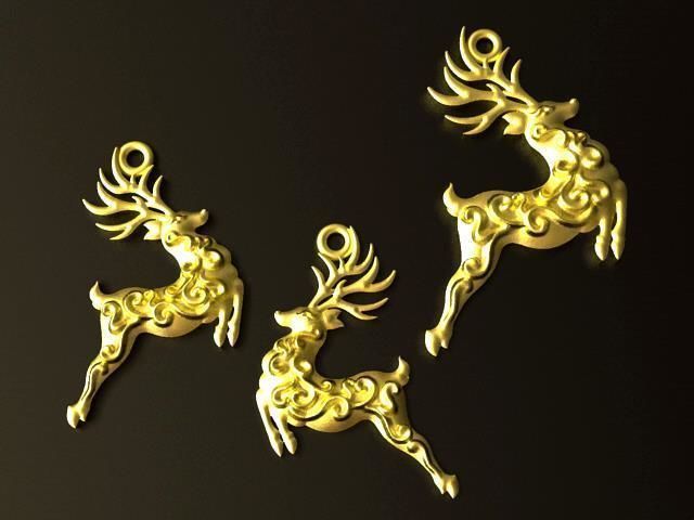 Reindeer  Pendant and Earrings set 3D print model_5