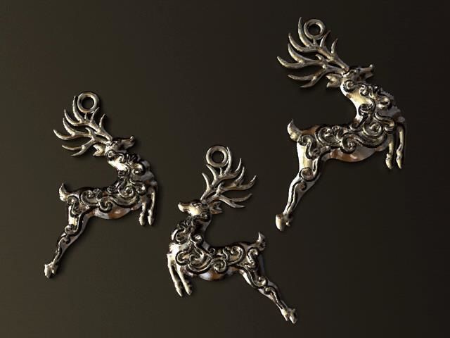 Reindeer  Pendant and Earrings set 3D print model_3