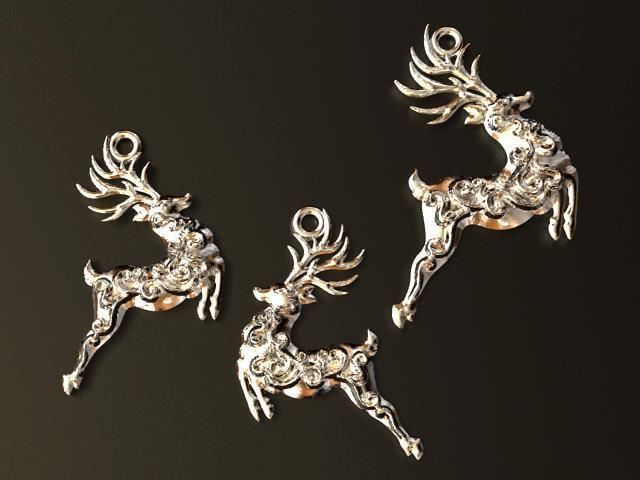 Reindeer  Pendant and Earrings set 3D print model_2