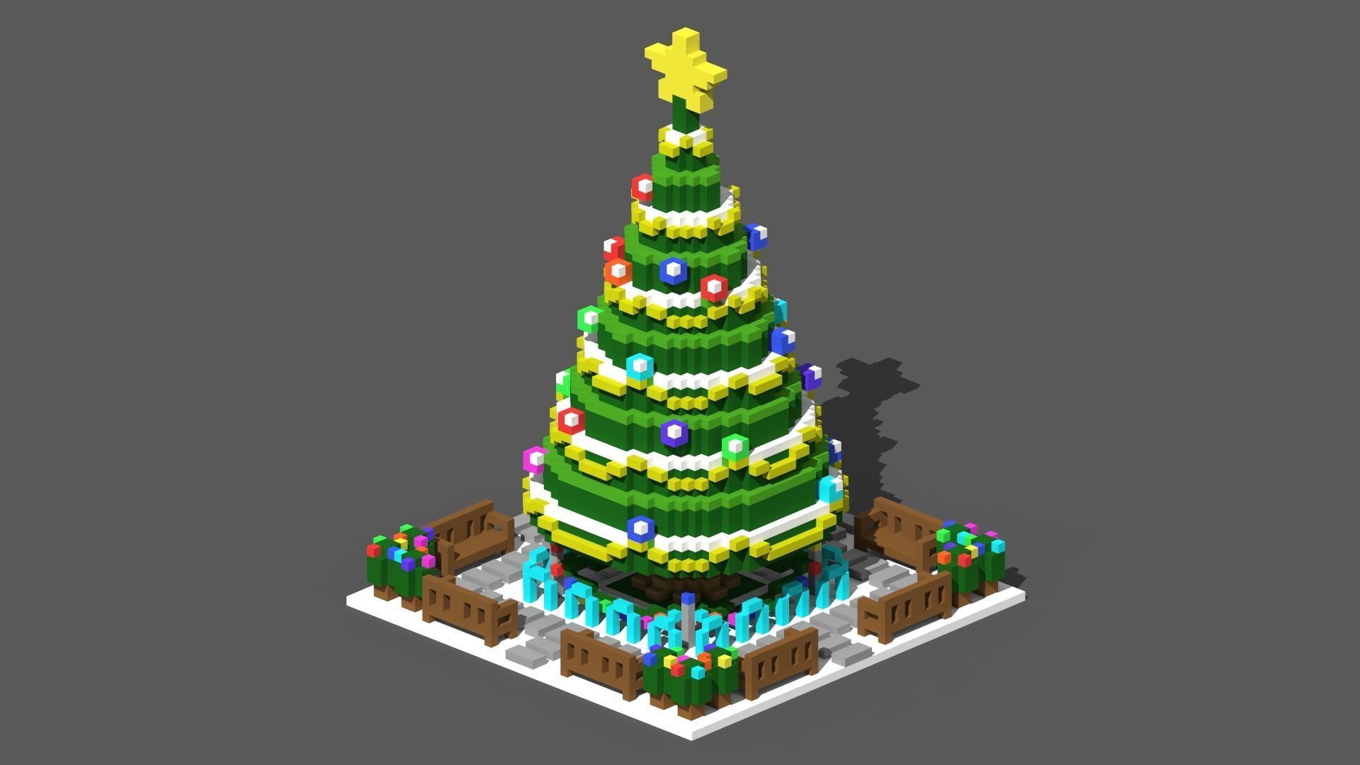 Full Pack Christmas House Voxel Low-poly 3D model_16