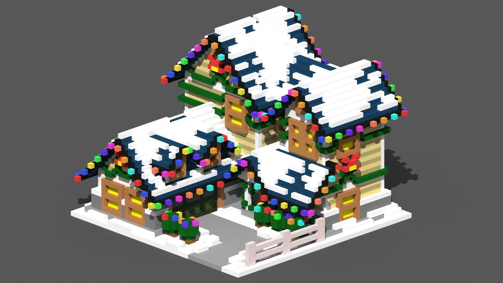 Full Pack Christmas House Voxel Low-poly 3D model_13