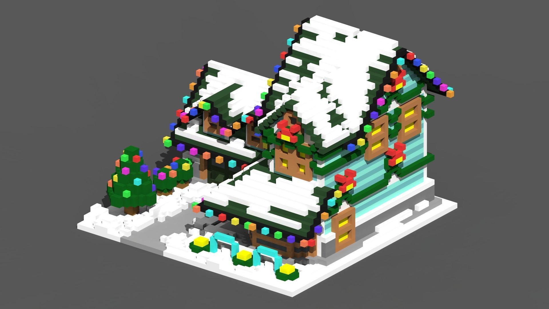Full Pack Christmas House Voxel Low-poly 3D model_14