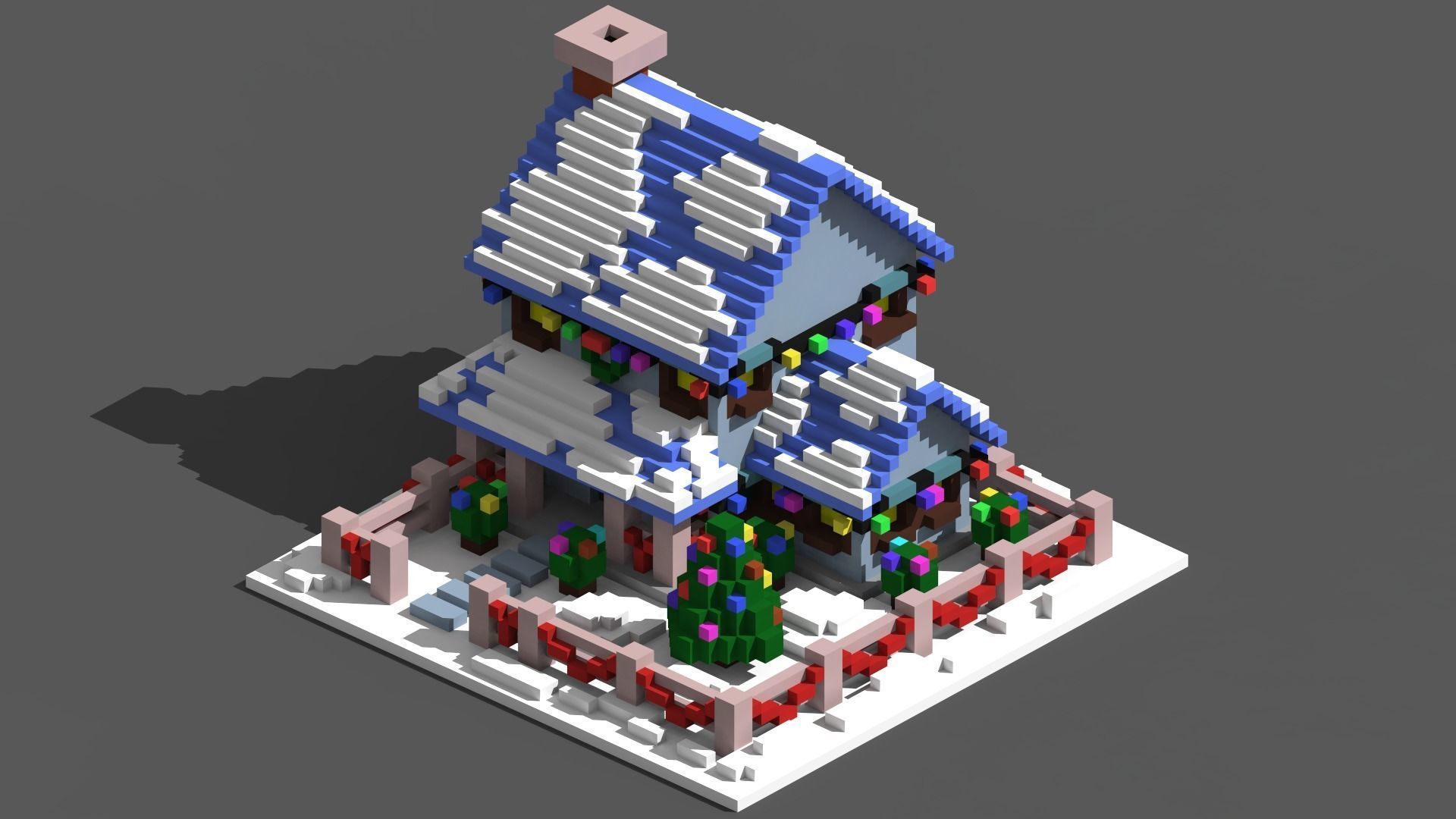 Full Pack Christmas House Voxel Low-poly 3D model_8