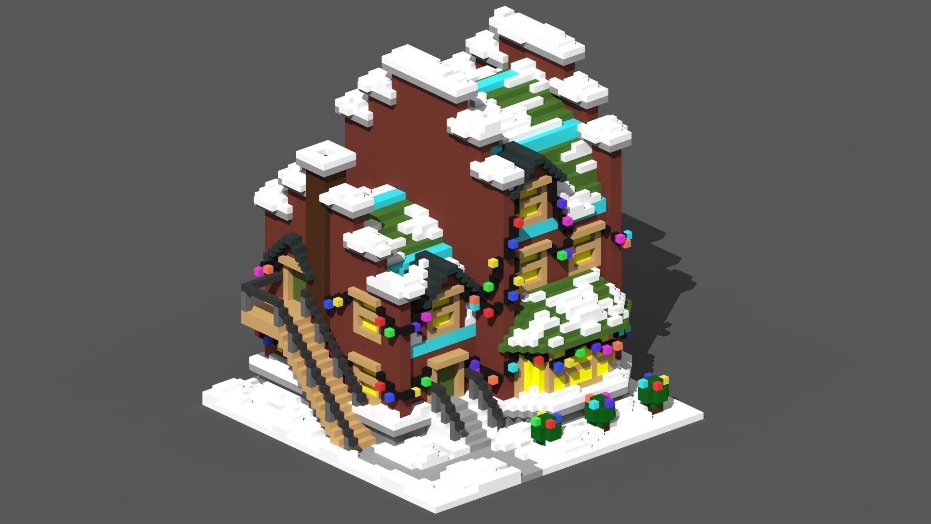 Full Pack Christmas House Voxel Low-poly 3D model_9