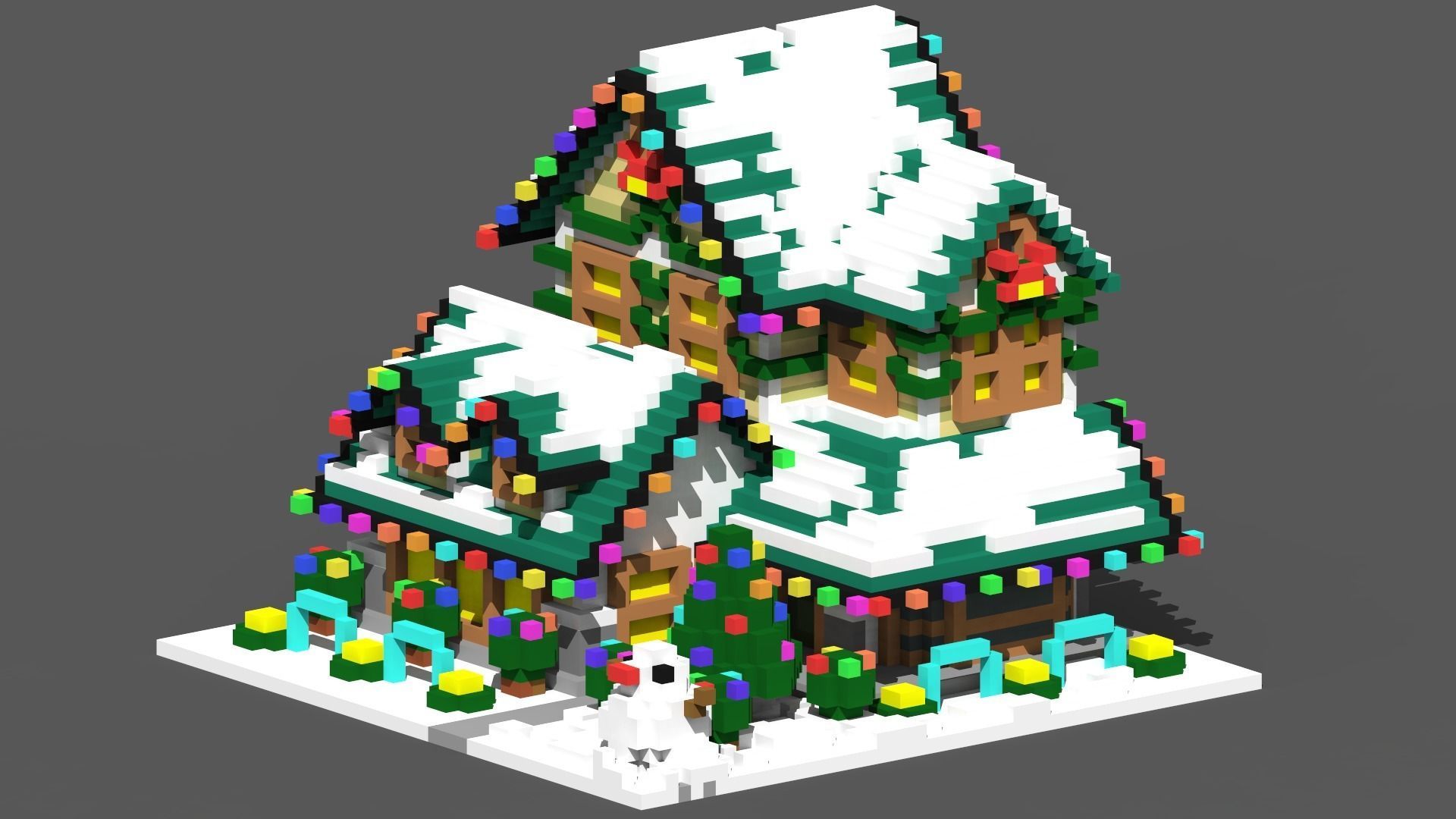 Full Pack Christmas House Voxel Low-poly 3D model_15