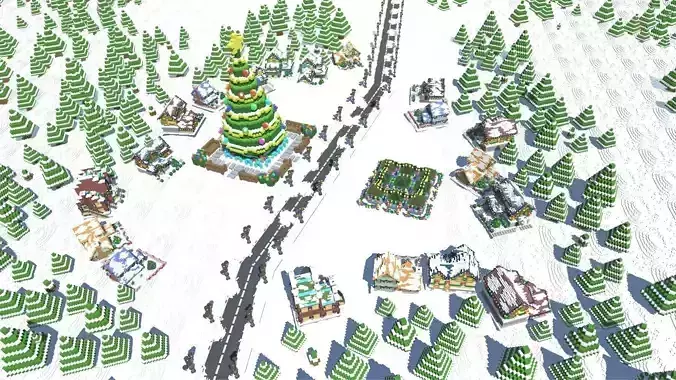 Full Pack Christmas House Voxel Low-poly 3D model