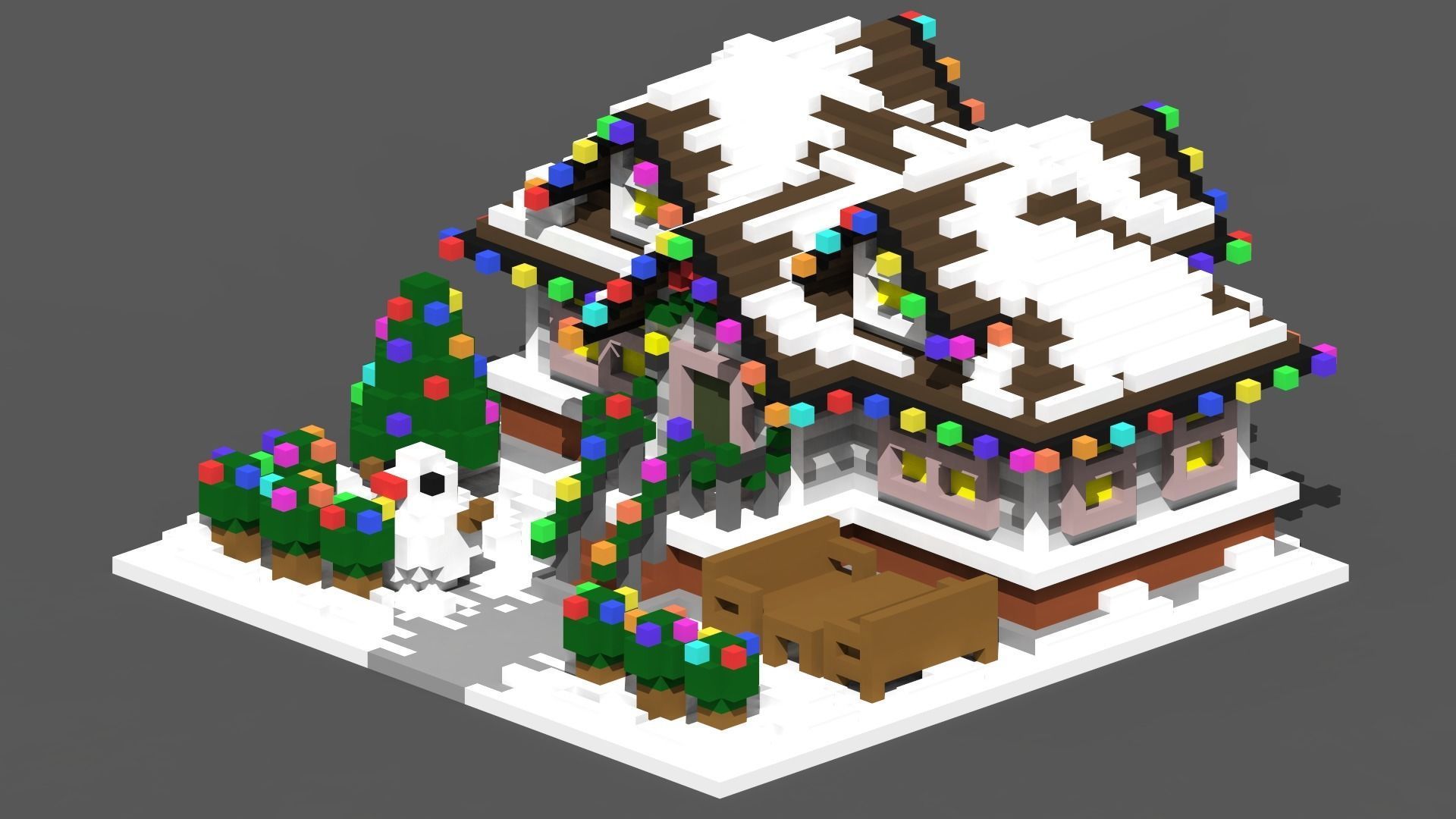 Full Pack Christmas House Voxel Low-poly 3D model_12