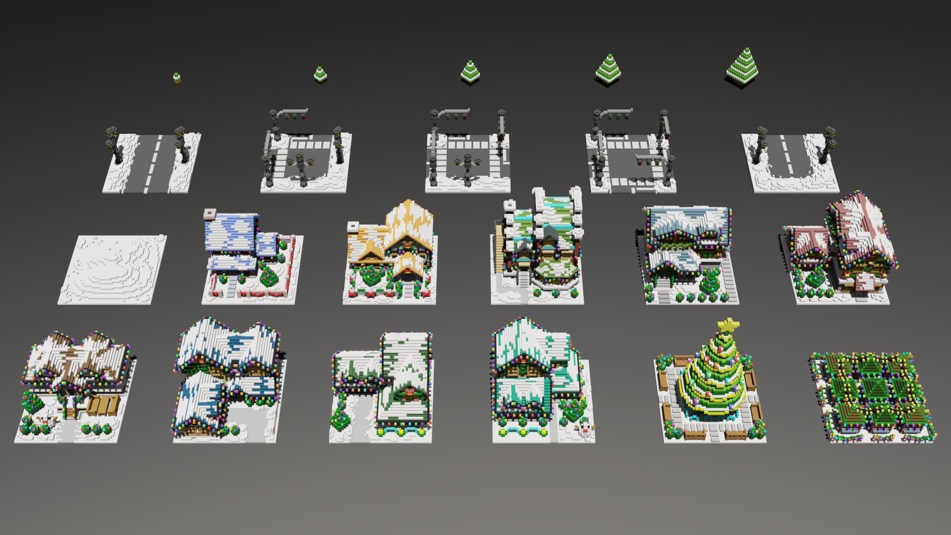 Full Pack Christmas House Voxel Low-poly 3D model_5