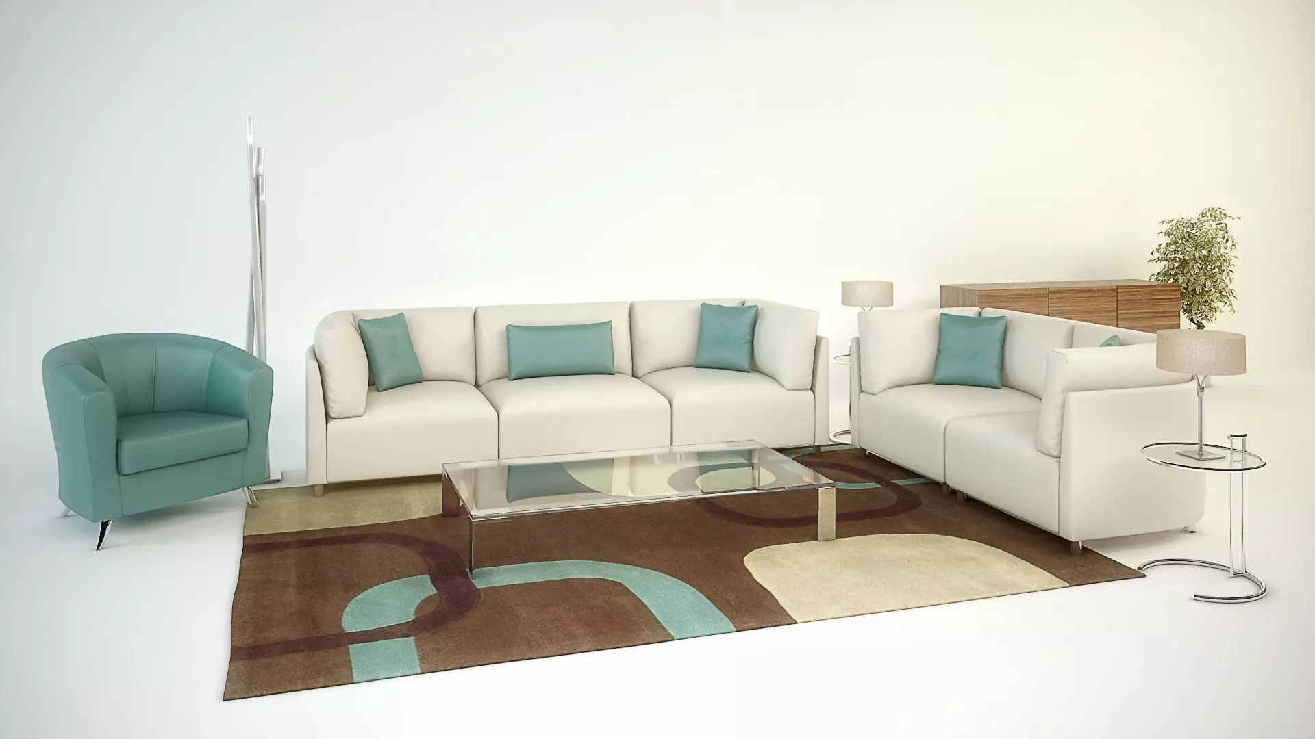 Modern Sofa set 3D model 3D model_0