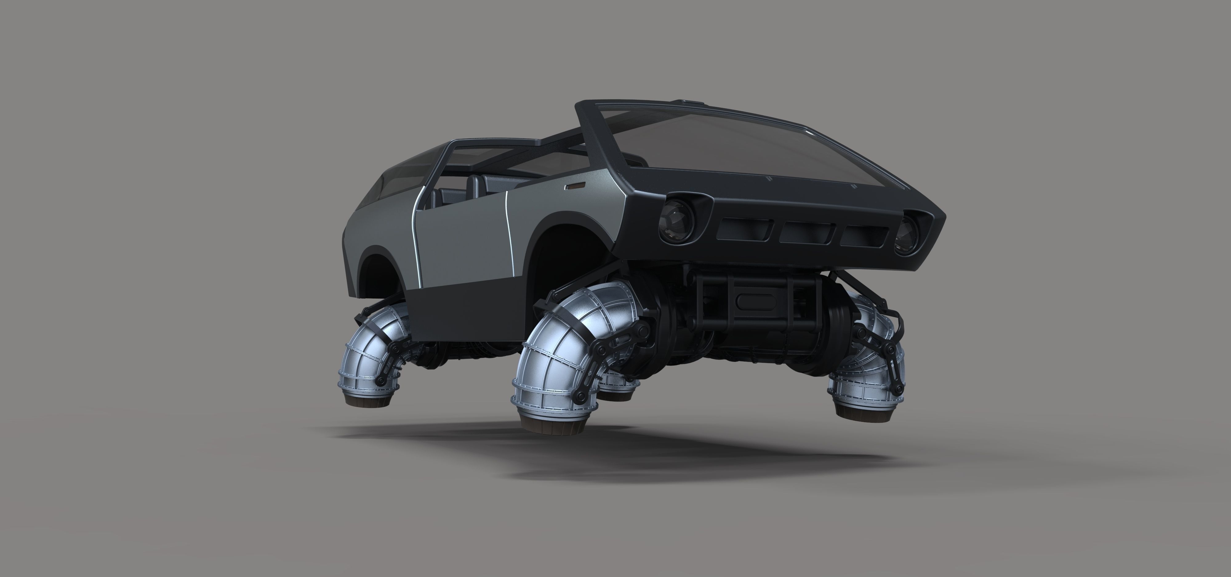 Flying jet car 3D model_3