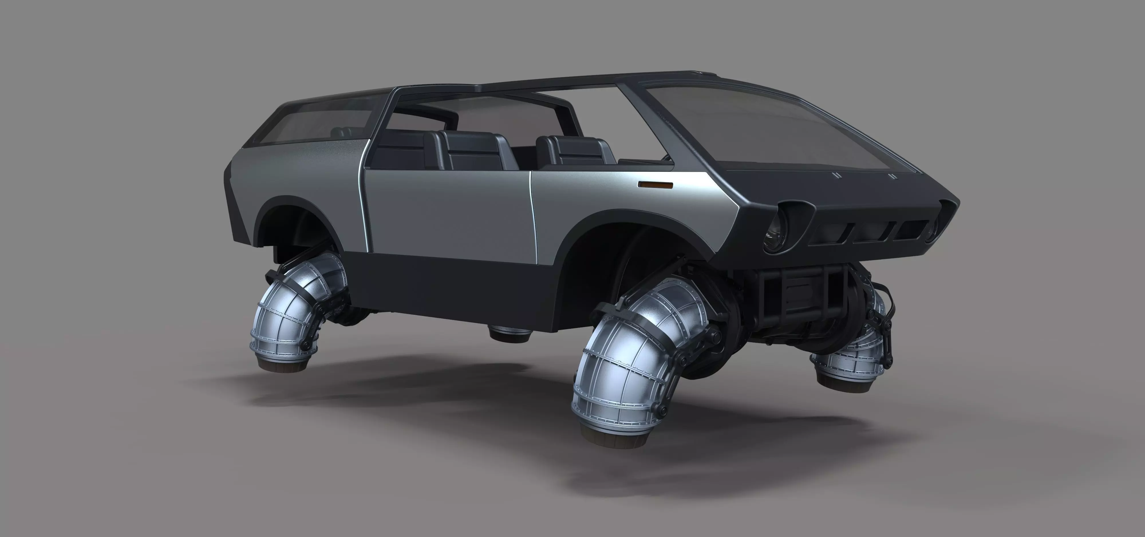 Flying jet car 3D model_0