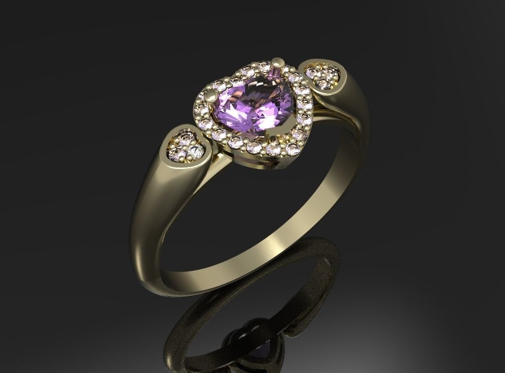 Ring with diamonds 17 3D print model_1