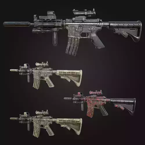 M4 Carbine Assault Rifle with Tactical Accessories and Skins