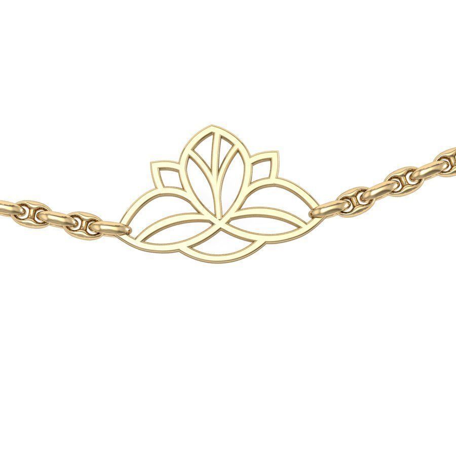 bracelet lotus with chain 3D print model_1