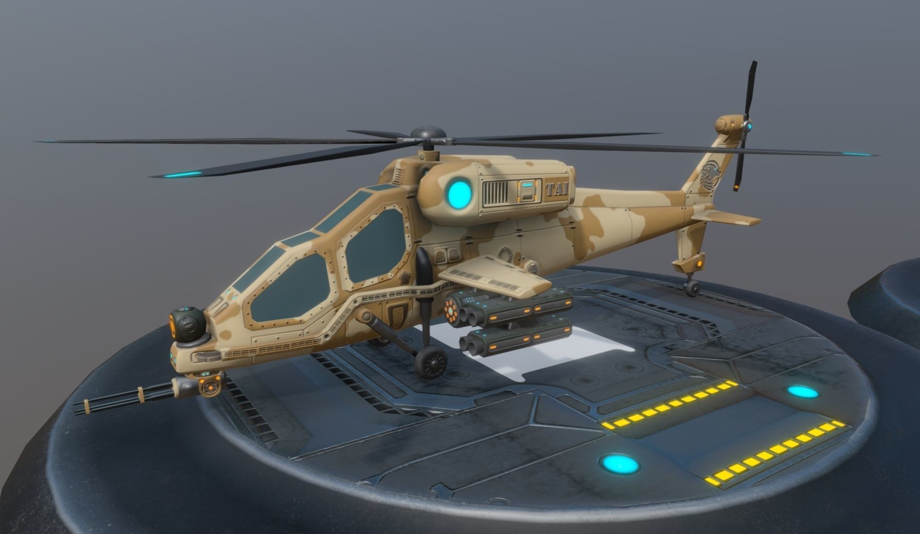 Low poly attack helicopter set Low-poly 3D model_5