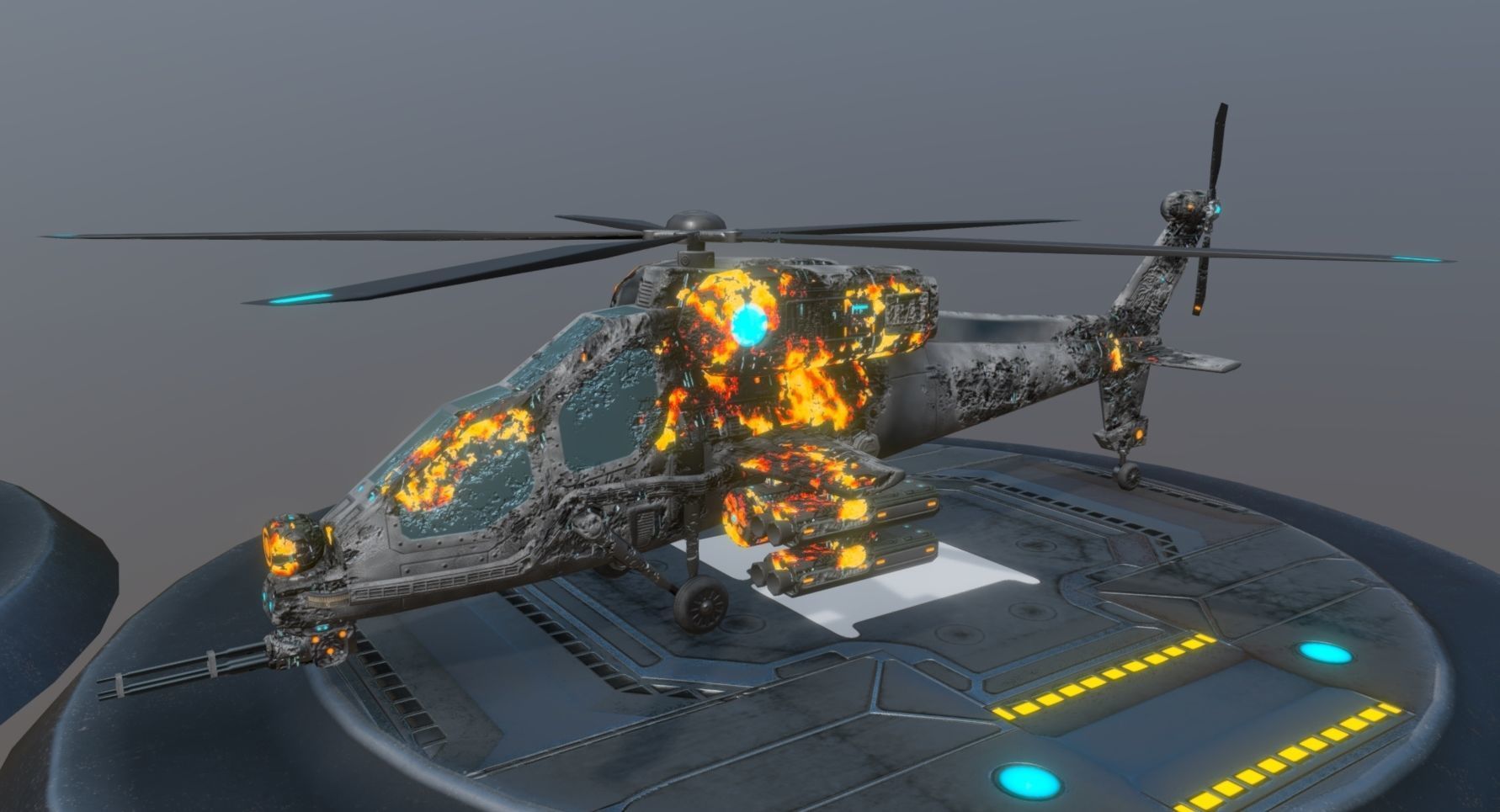 Low poly attack helicopter set Low-poly 3D model_6