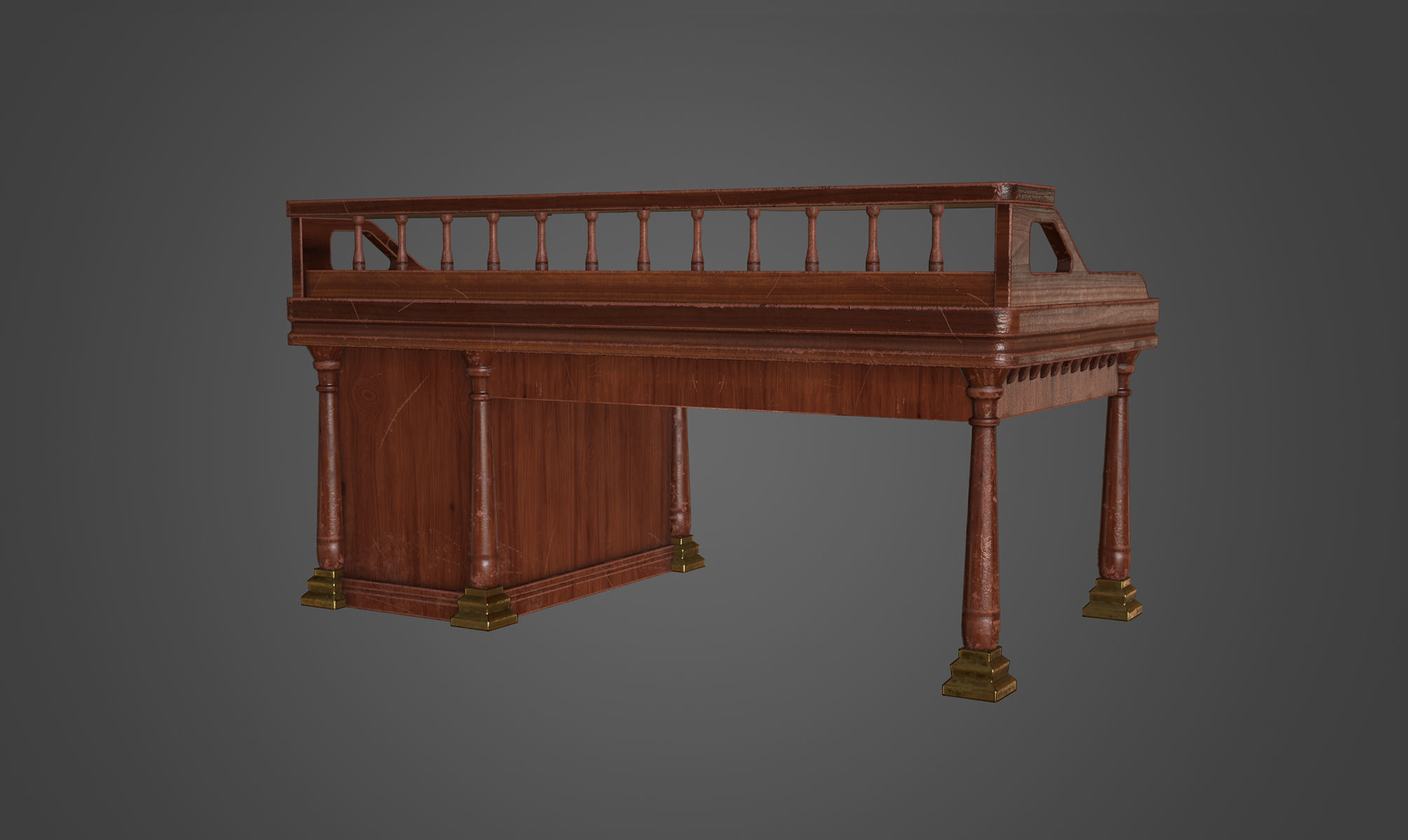 Wood Desk Low-poly 3D model_3
