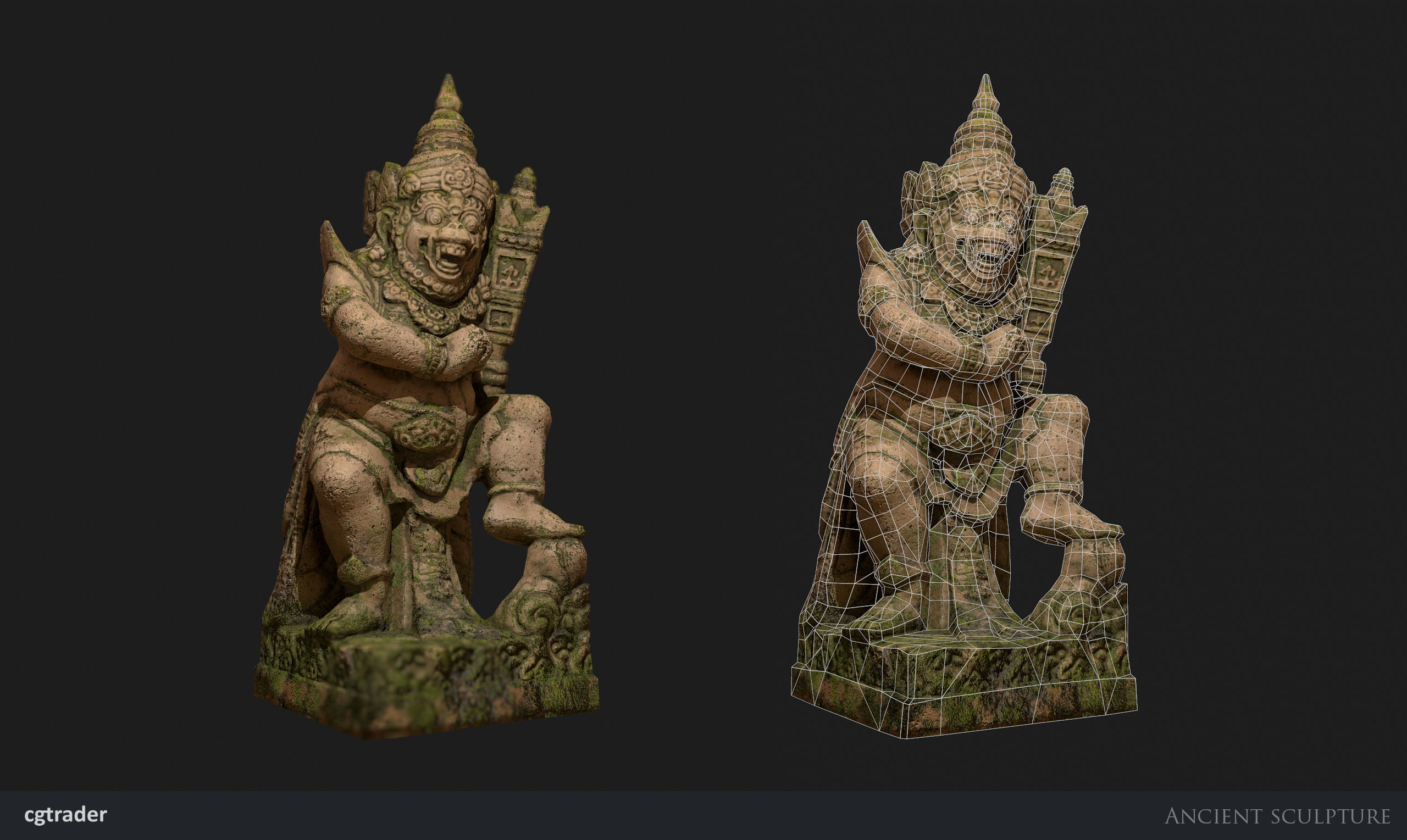 Ancient Statue Game Model Low-poly 3D model_5