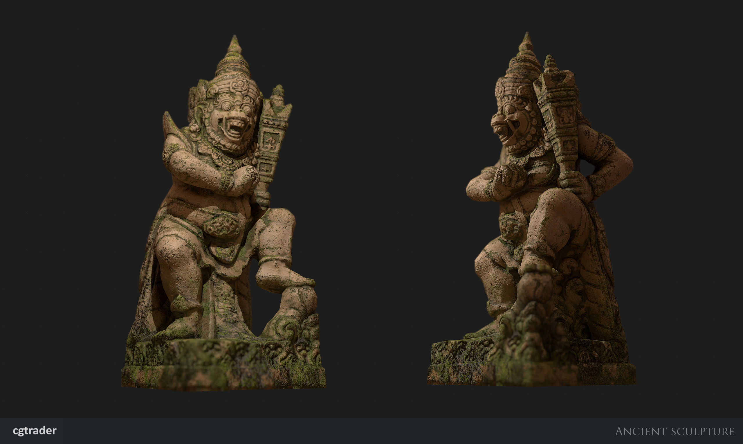 Ancient Statue Game Model Low-poly 3D model_3