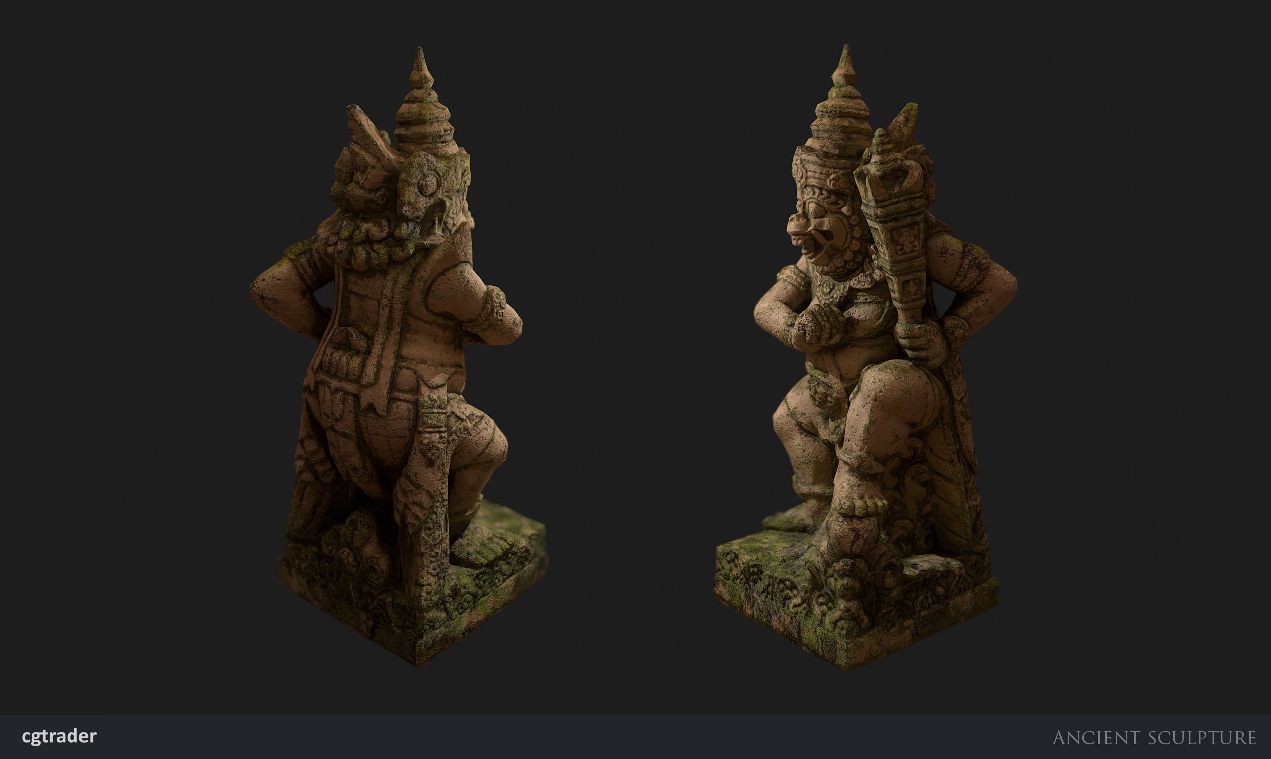 Ancient Statue Game Model Low-poly 3D model_4