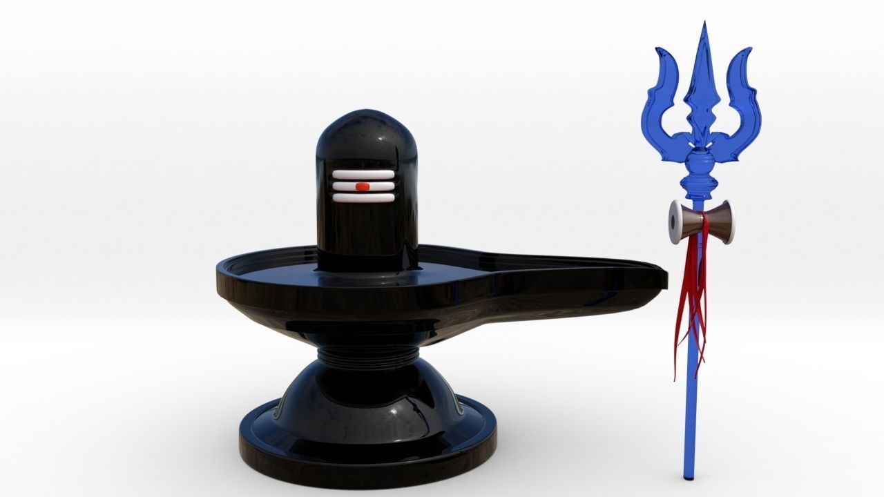 Shiv Ling With Trushul 3D model_1