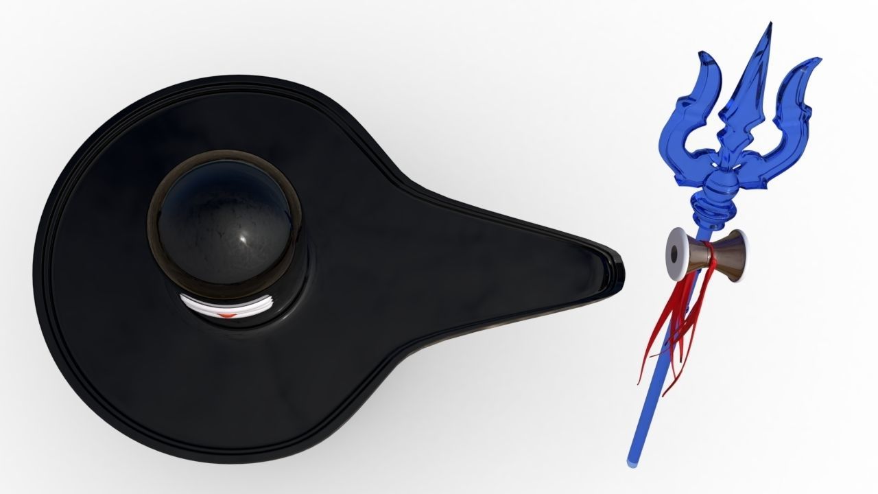 Shiv Ling With Trushul 3D model_2