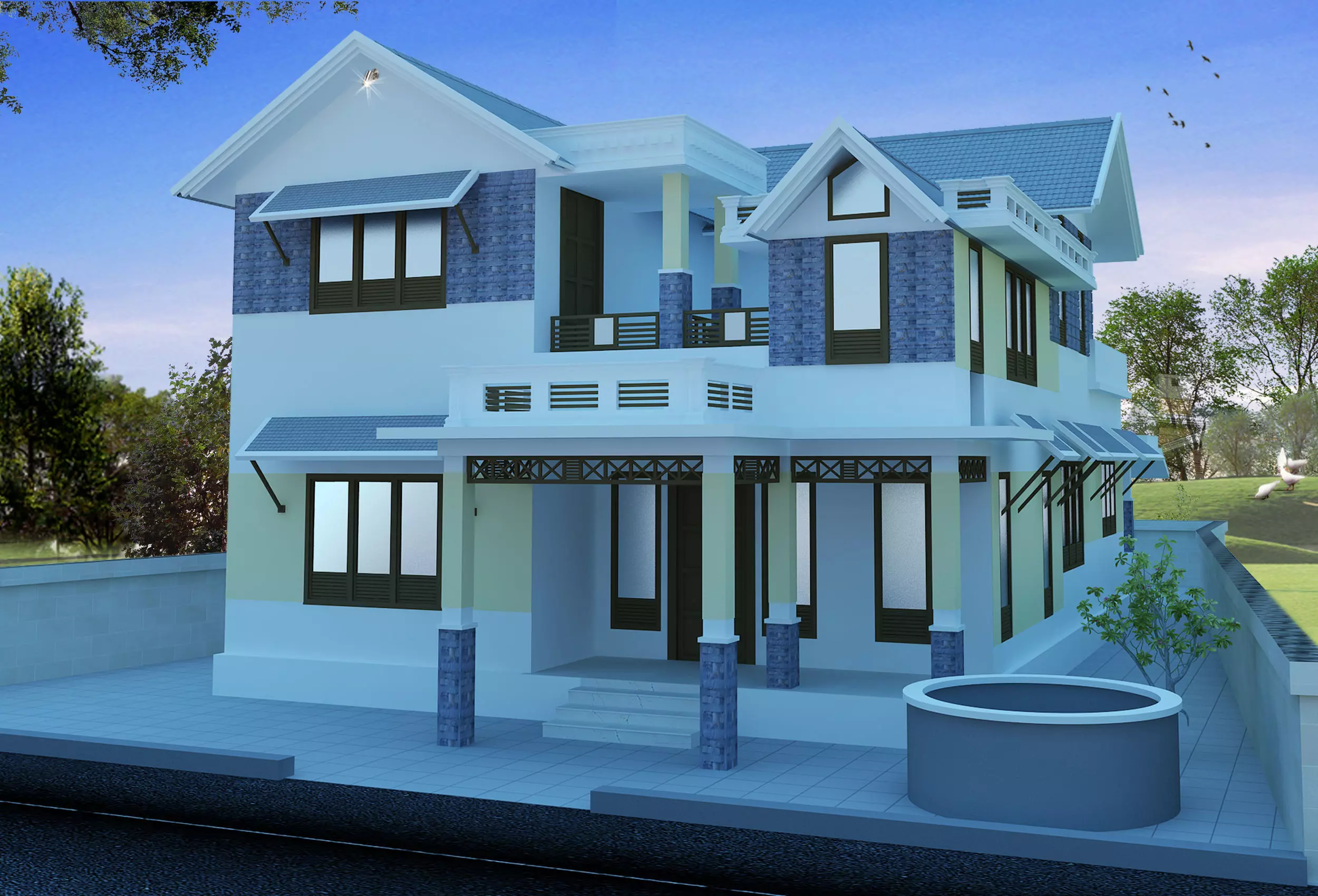 3d house design in india Low-poly 3D model