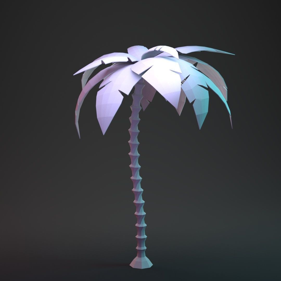 Low Poly Cartoon Palm - 01 Low-poly 3D model_12