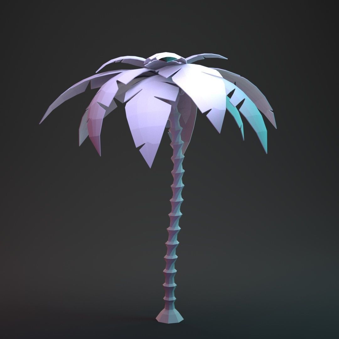 Low Poly Cartoon Palm - 01 Low-poly 3D model_10