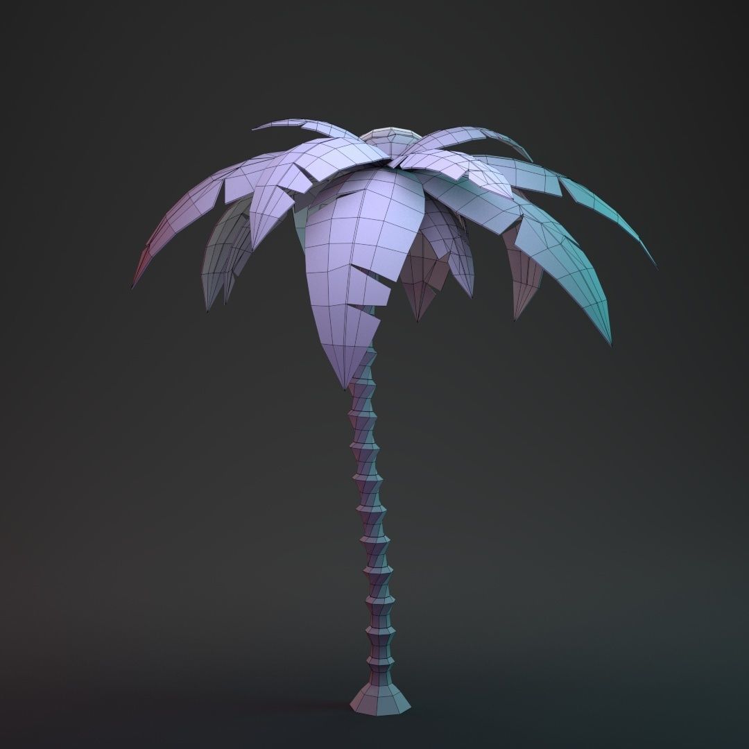 Low Poly Cartoon Palm - 01 Low-poly 3D model_19