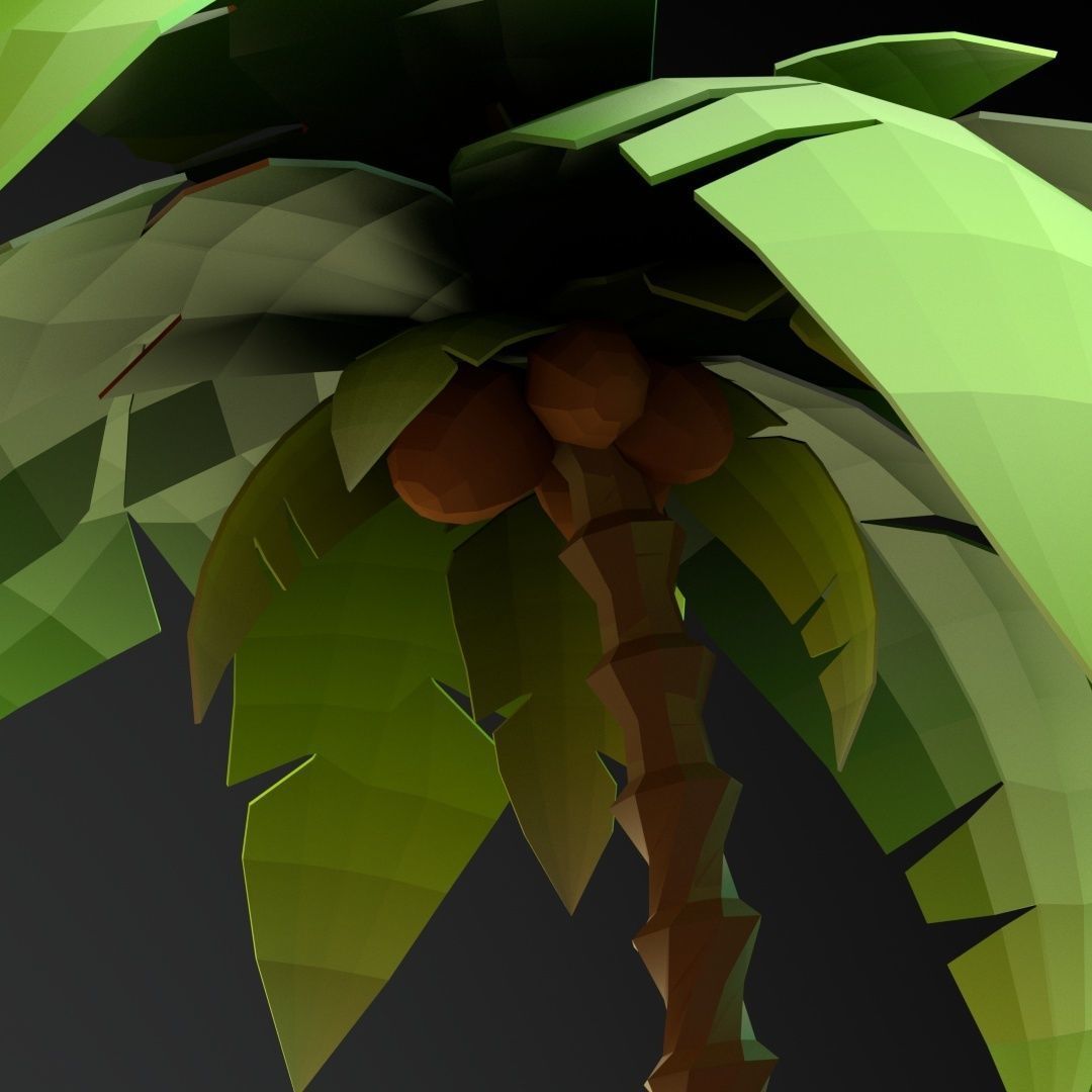 Low Poly Cartoon Palm - 01 Low-poly 3D model_7