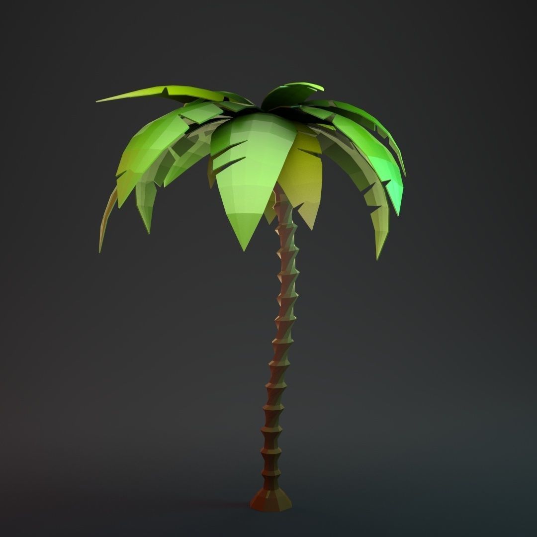 Low Poly Cartoon Palm - 01 Low-poly 3D model_5