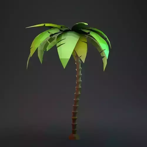 Low Poly Cartoon Palm - 01 Low-poly 3D model