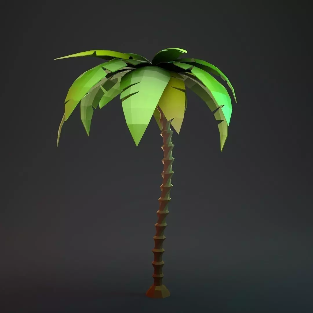 Low Poly Cartoon Palm - 01 Low-poly 3D model_0