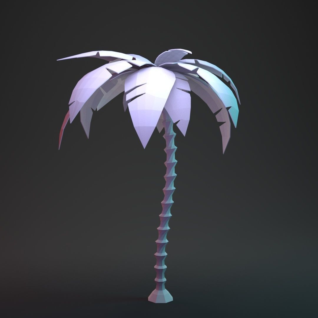 Low Poly Cartoon Palm - 01 Low-poly 3D model_13