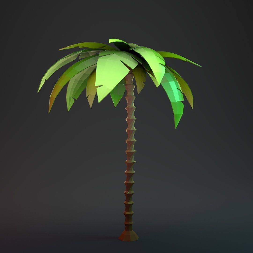 Low Poly Cartoon Palm - 01 Low-poly 3D model_2