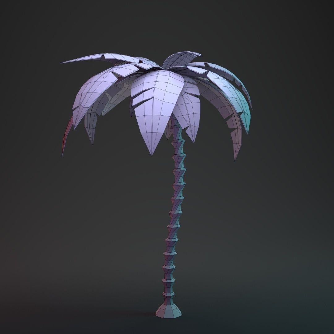 Low Poly Cartoon Palm - 01 Low-poly 3D model_17