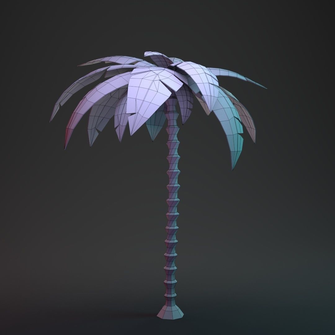 Low Poly Cartoon Palm - 01 Low-poly 3D model_18