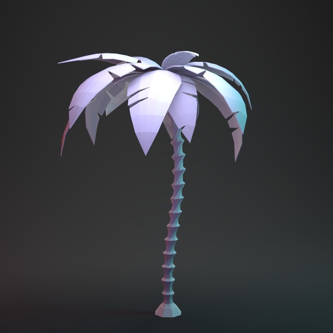 Low Poly Cartoon Palm - 01 Low-poly 3D model_9