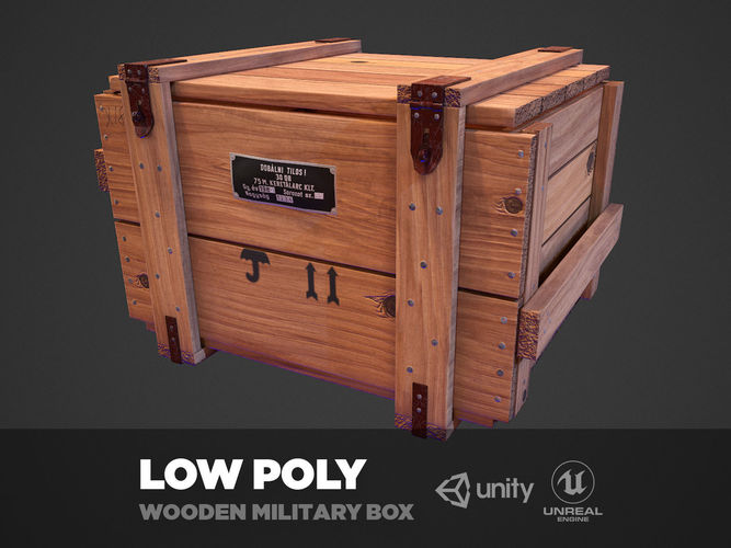 Old soviet wooden military box low poly model for VR gaming Low-poly 3D model