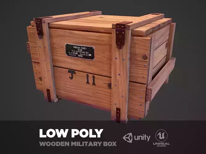 Old soviet wooden military box low poly model for VR gaming